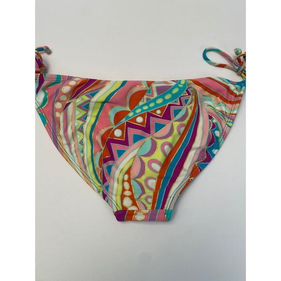 Xhilaration Bikini Bottom Medium Tie String 70's 80's Teal Pink Gold Palm Royale - Picture 8 of 11